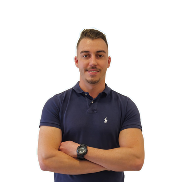 image d'une personne avec une posture professionnelle et un polo bleu