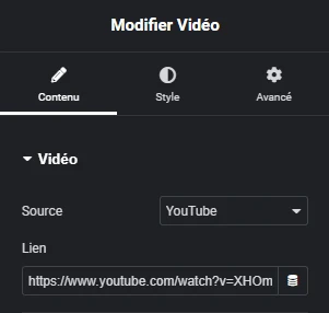 Mise en place du lien pour une vidéo
