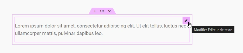 sélection du bloc de texte a modifier